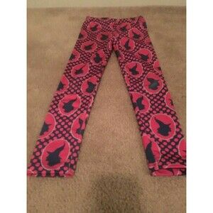 Lolly Wolly Girls Pink & Black Printed Yoga Leggings Pants Size 7